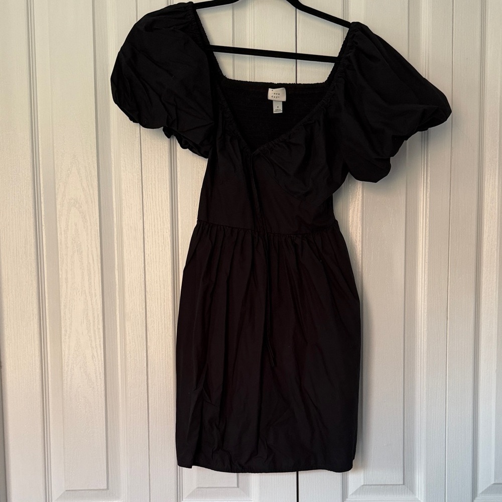 a new day Black Mini Dress with Puff Sleeves